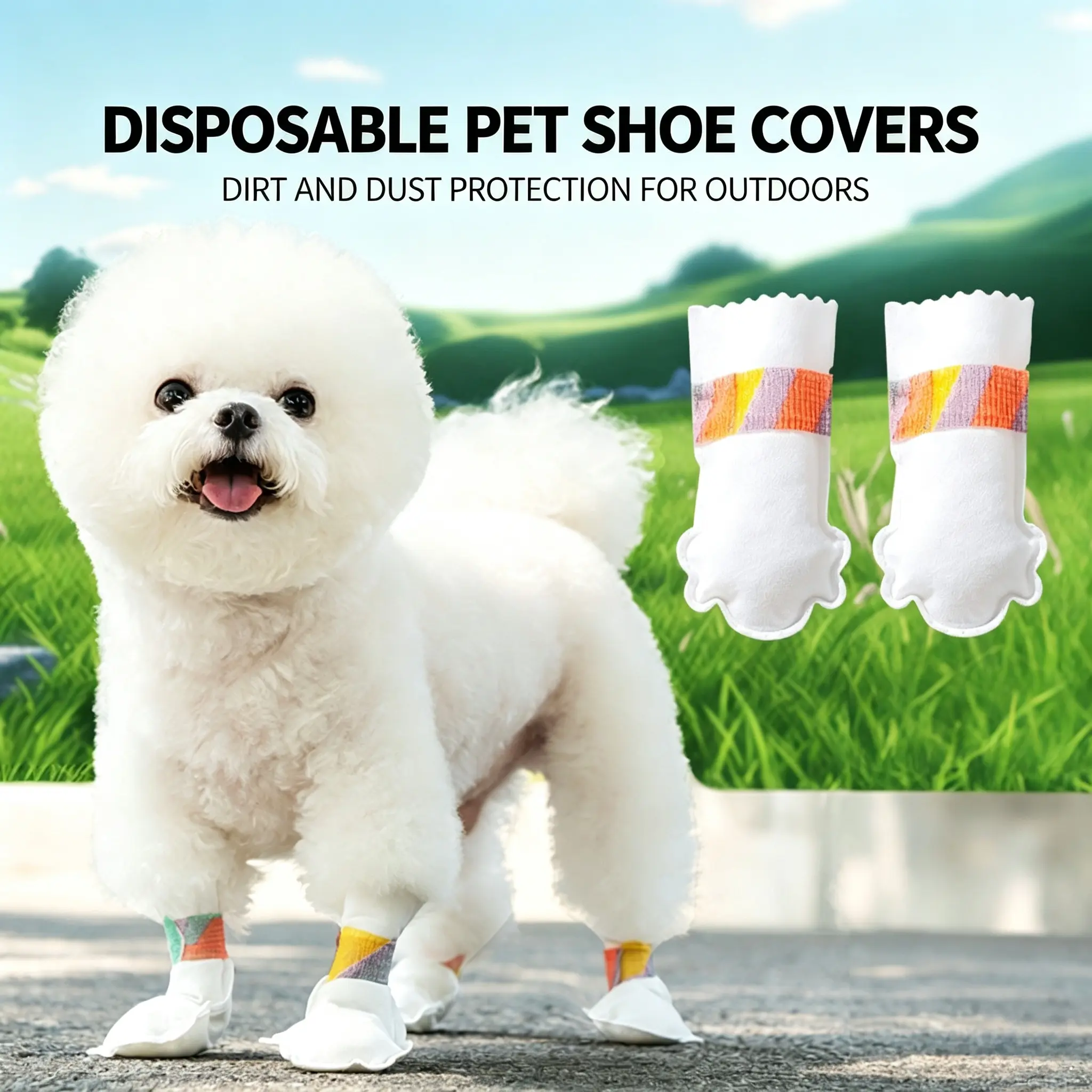 Disposable Dog Boots for Paw Protection, 20 Pcs Pet Shoes with Adjustable Self-Adhesive Bandage, Dog Disposable Foot Covers for Outdoor & Indoor Walking