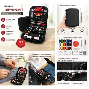 Portable Mini Sewing Kit, Multi-Functional Home Needle Thread Box, Travel Mending Tool Set, Includes Scissors, Needles, Tape Measure, Pin Cushion