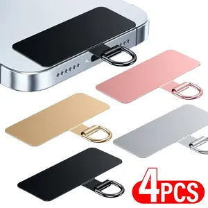 4/1PCS Ultra Thin Stainless Steel Phone Tether Tab Universal Cellphones Lanyard Patch Gasket Hang Rope Straps Metal Card Clip Cell Phone Charm