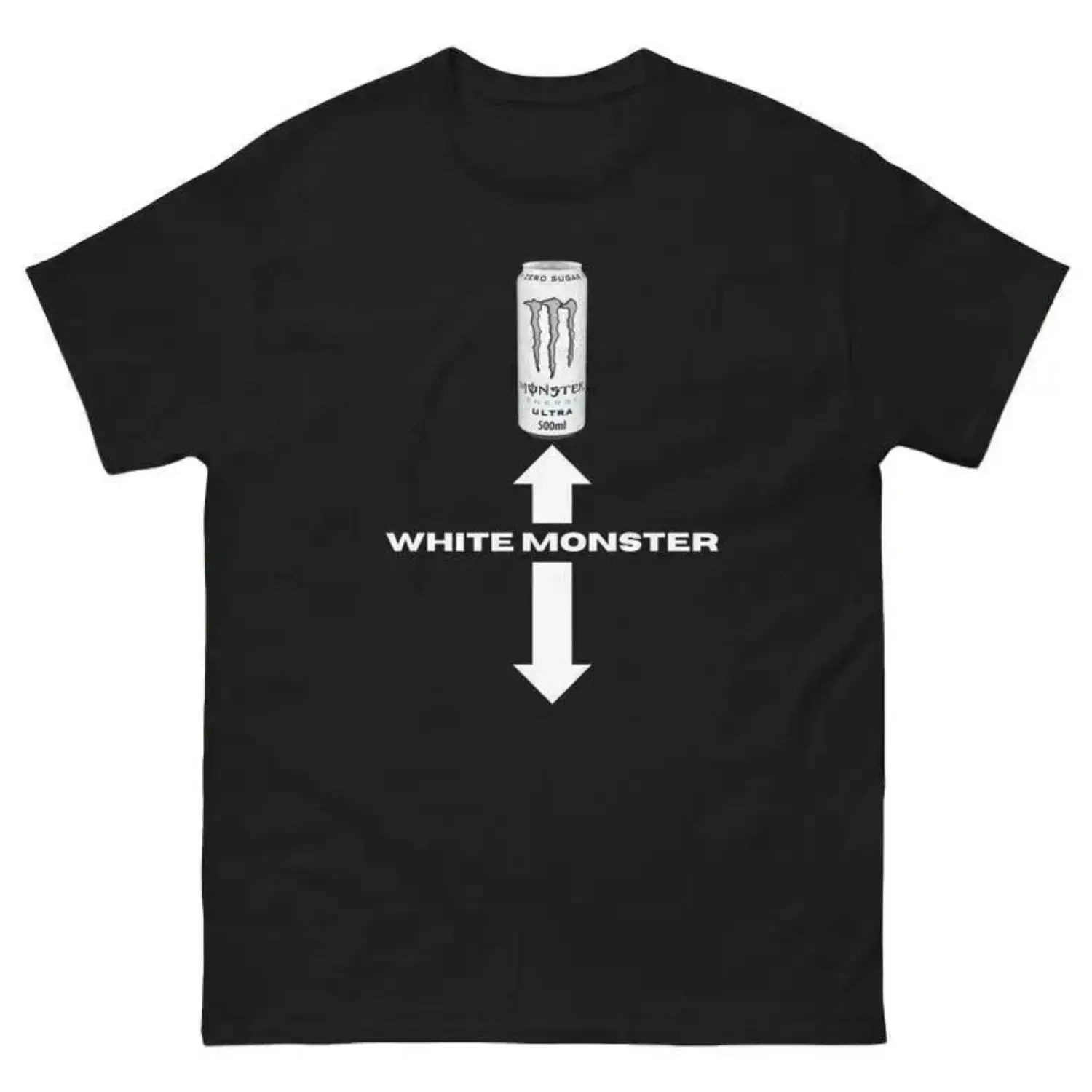 Men's White Monster Graphic Short-Sleeve T-Shirt, Menswear Top, Fun Summer Streetwear