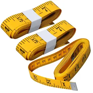Soft Tape Measure Double Scale Measuring Tape Body Sewing Flexible Tailor Craft Vinyl Ruler for Weight Loss Medical Body Measurement, Has Centimetre Scale on Reverse Side (3pcs Yellow-120 inch)