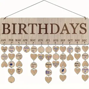 Wooden Birthday Calendar Reminders - A Set of Wall-Mounted Family Birthday Boards with Labels - Suitable for Home, Classroom, Office - A Custom Gift for Mom, Teacher, Grandma to Mark Birthdays