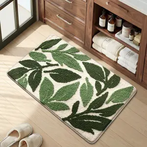 Plush Plant Cartoon Bath Mat, Bathroom Decorative Mat, Non-Slip Backing, Suitable for Bathroom Kitchen Indoor Outdoor, Winter Decor