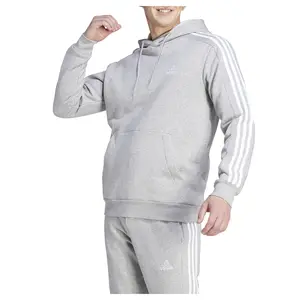 adidas Mens Essentials Fleece 3-Stripes Hoodie Training Casual Outerwear Casual - Grey