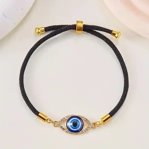 Women’s Evil Eye Bracelet, Turkish Style Protection Charm Bangle, Adjustable Cord Stackable Spiritual Jewelry, Lightweight Fashion Bracelet for Daily Wear, Birthday Gift & Good Luck Accessory summerwins