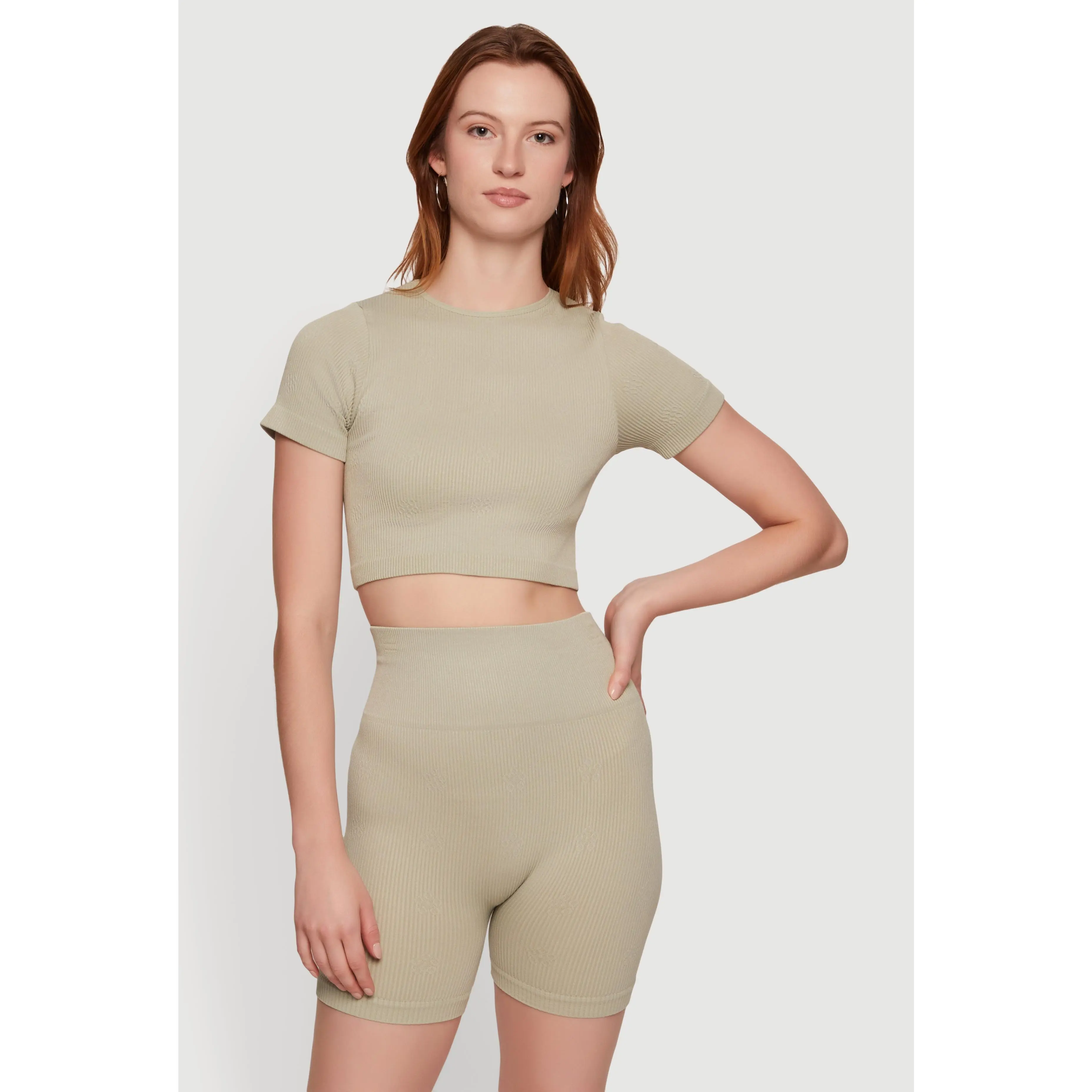 Seamless Compression Rib Knit Crop Top