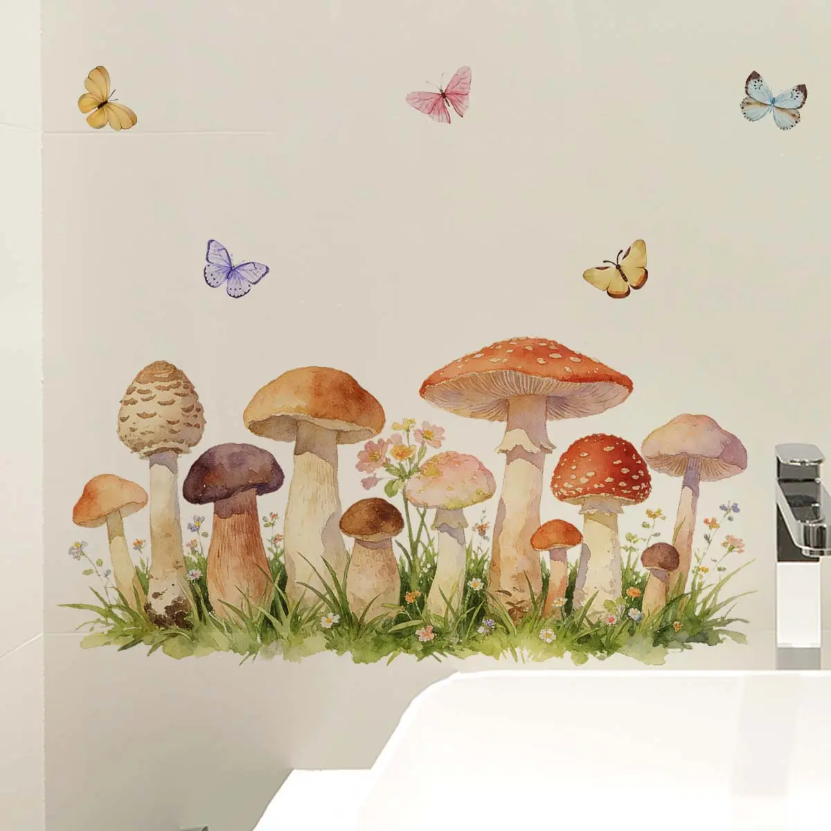 Various Mushroom Creative Wall Stickers 30×60cm Self-Adhesive Home Decor for Living Room Hallway
