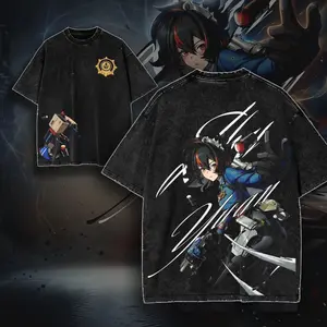Zhu Yuan Zenless Zone Zero ZZZ Game Glitch Graphic T-shirt Streetwear Oversized Bungie Fan Gift Heavyweight Aesthetic Print Unisex Top RI8