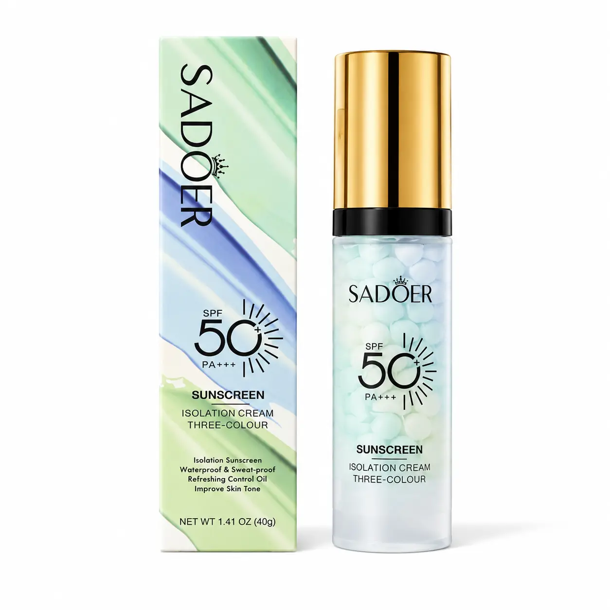 3-in-1 SPF 50 Sunscreen Primer Cream, Brightening Tone Up Base, Oil Control Waterproof Face Sunscreen for Daily Makeup