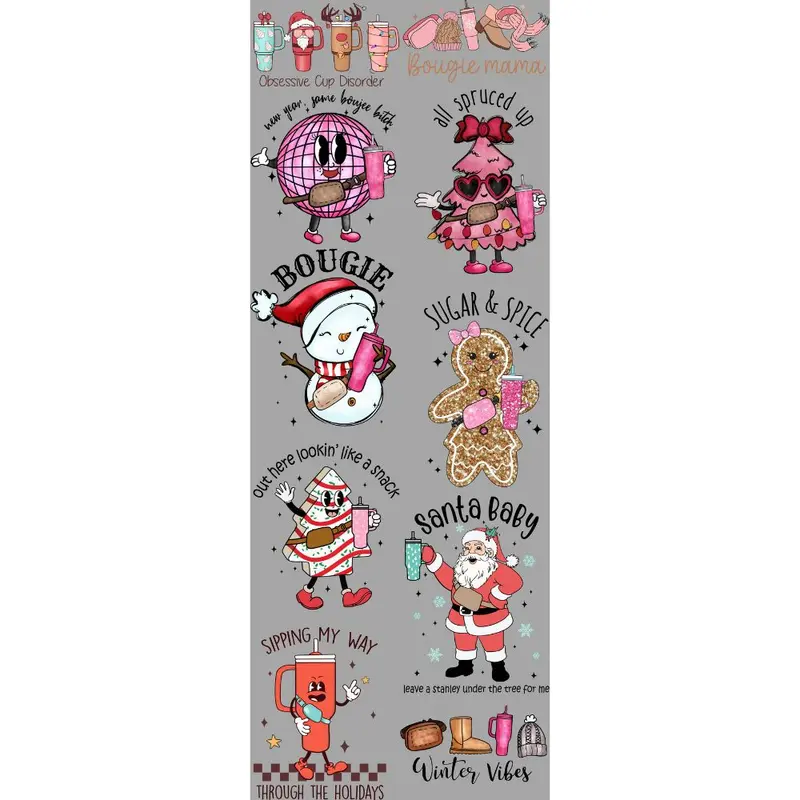 Bougie Christmas DTF Transfers Gang Sheet 22” wide x 60” long DTF Gang Sheet Direct To Film