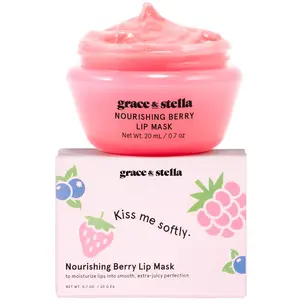 Berry Lip Mask – Hydrating Lip Treatment Nourishing Repair Smoothing Moisture Rejuvenating Softening Plumping Skincare by grace & stella