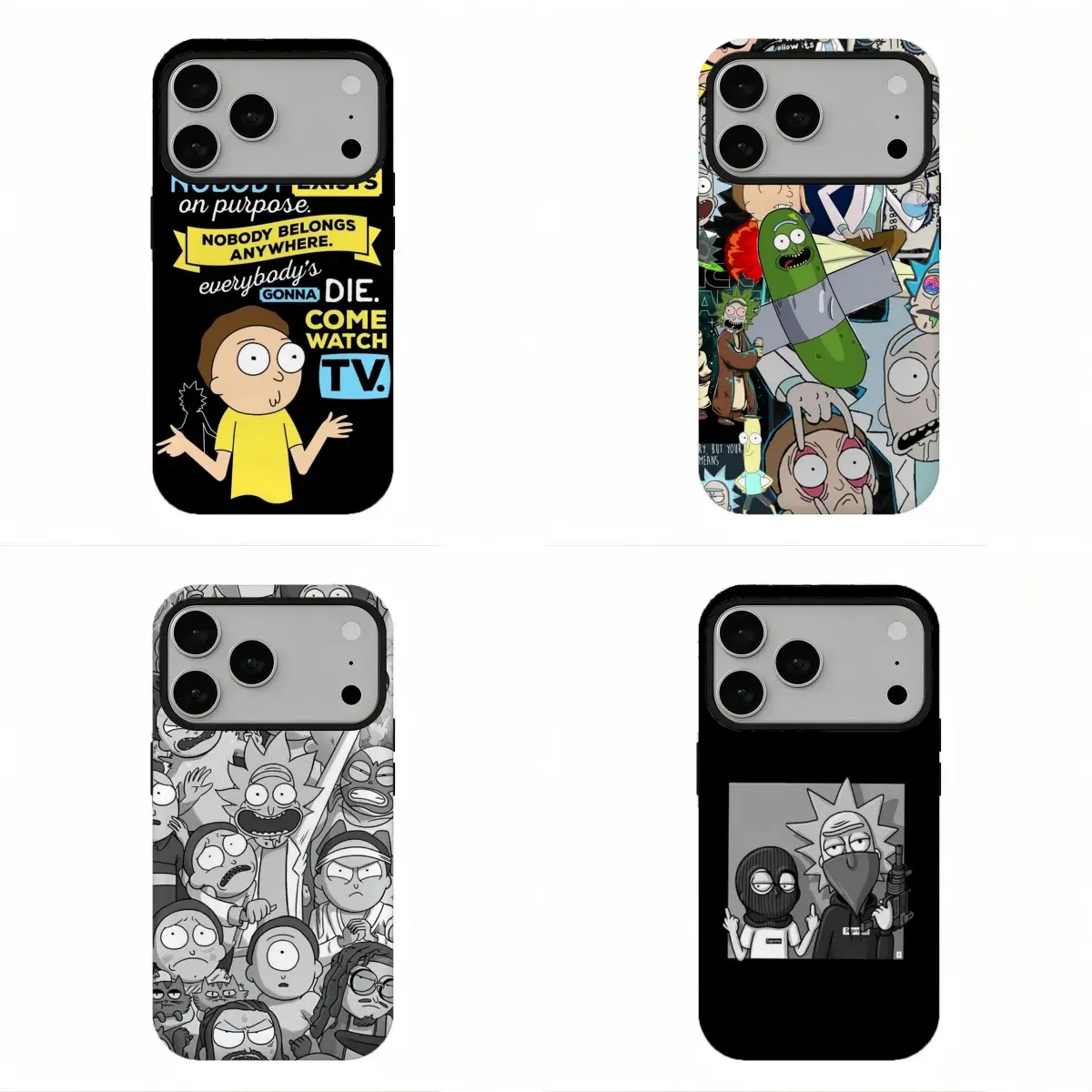 R1ck M0rty Cartoon Phone Case, Dark Humor Street Style Protective Cover, Compatible for iPhone 17 16 15 14 13 12 11 and for Samsung S26 S25 S24 S23 S22 S21, Perfect Holiday Gift