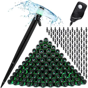 100 Drip Irrigation Emitters Vortex - Drip Irrigation Parts for Irrigation Kit - 1/4 inch Irrigation Tubing Compatible - 360 deg Adjustable Fan Sprayer for Raised Garden Bed, Potted Plants