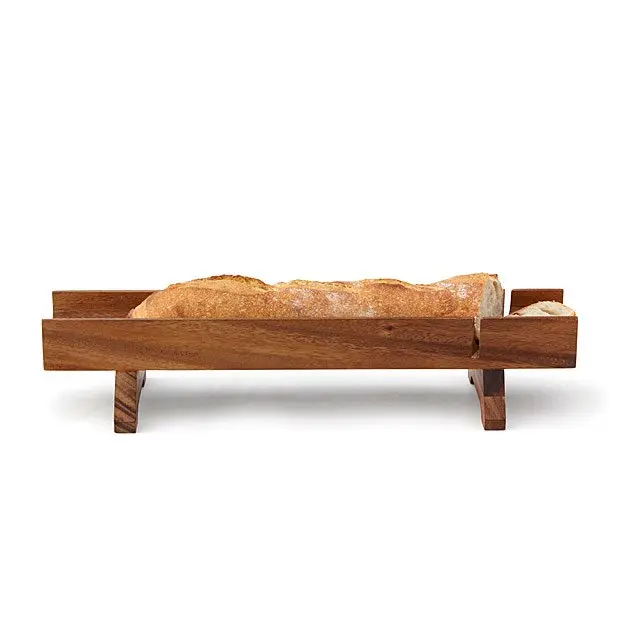 Acacia Wood French Bread Slicer & Serving Board | Baguette Cutting Guide
