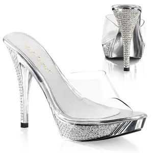 4 Inch Heel ELEGANT-401 Clear-Silver Chrome