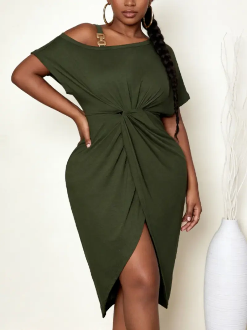 one shoulder dress plus size - TikTok Shop