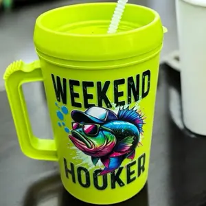 Weekend hooker 34oz HIP SIPS Mug with Lid and Straw, fishing Party Mug, Beach Mega Mug 34oz Cup, Weekend Hooker Design - Drinkware, Tumbler Washable