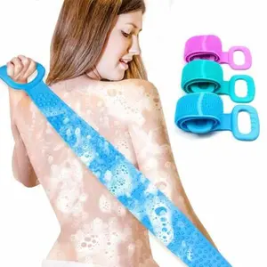27 inch Silicone Back Bath Shower Wash Body Scrubber Accessories Brush