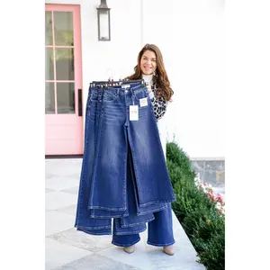 Risen The Opalite High Rise Dark Wash Tummy Control Palazzo Jeans