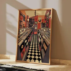 Retro Vinyl Record Store Poster, Vintage Music Print, Record Store Art, Music Poster, Music Gift, Retro Music Artwork, Album Cover Art