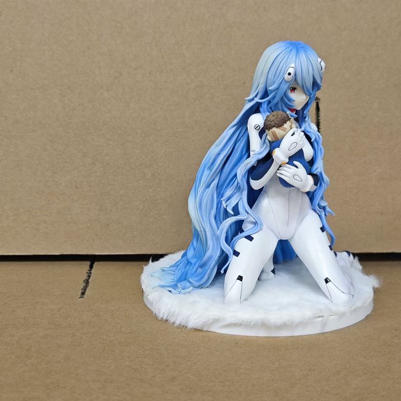 Iconic EVA Rei Ayanami Kneeling Figure  New Theatrical Edition Long Hair Gentle Gaze – Must-Have Anime  for True Evangelion Fans! toy excellent gift choice decor festive home craft art figurine