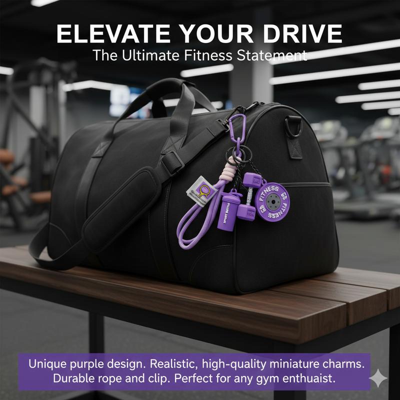 Fitness Keychain Set, MSilicone Dumbbell Kettlebell Weight Plate Keychains, Cute Keychain Gym Accessories for Men Women keychain  gift high quality fashion jewelry jew lery Durable Nylon Lanyard Fun Touch Backpack Athletic Fun Touch Durable Nylon Lanyard