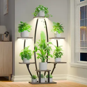 BACEKOLL Plant Stand Indoor with Grow Lights - 7 Tiered Large Plant Shelf Indoor, 47" Corner Plant Stands for Indoor Plants Multiple, Metal Plant Rack Flower Holder Display for Living Room, Home Decor