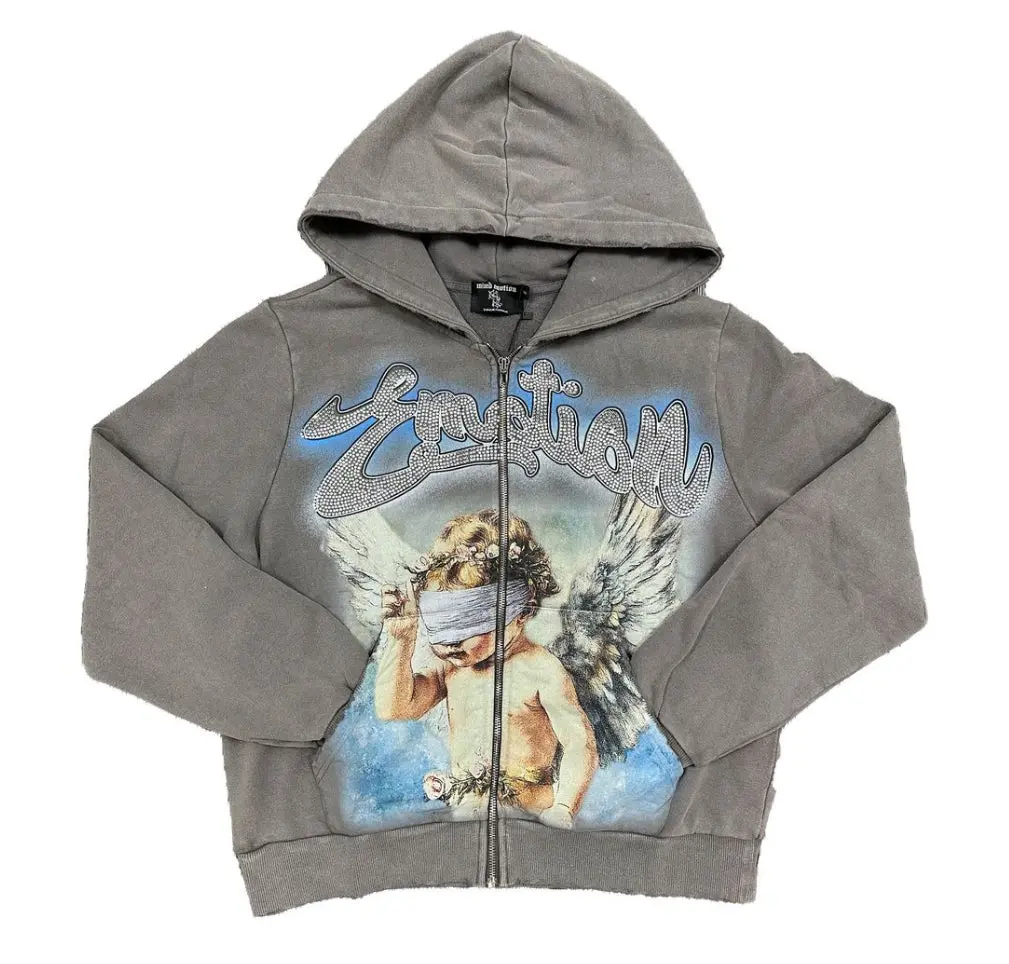 Mixed Emotion Grey 'Rhinestone' Hoodie