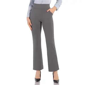 High Waisted Dress Pants for Women, Regular/Tall Bootcut Elastic Waist Pull On Work Slacks for Women, Work Business Pants Tummy Control Office Straight Leg Trousers High Waisted Ladies Slacks, Women Pants Outdoorfun