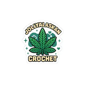 JollyAlaskan Crochet Leaf Sticker | Kiss-Cut Sticker, Cannabis Leaf Design
