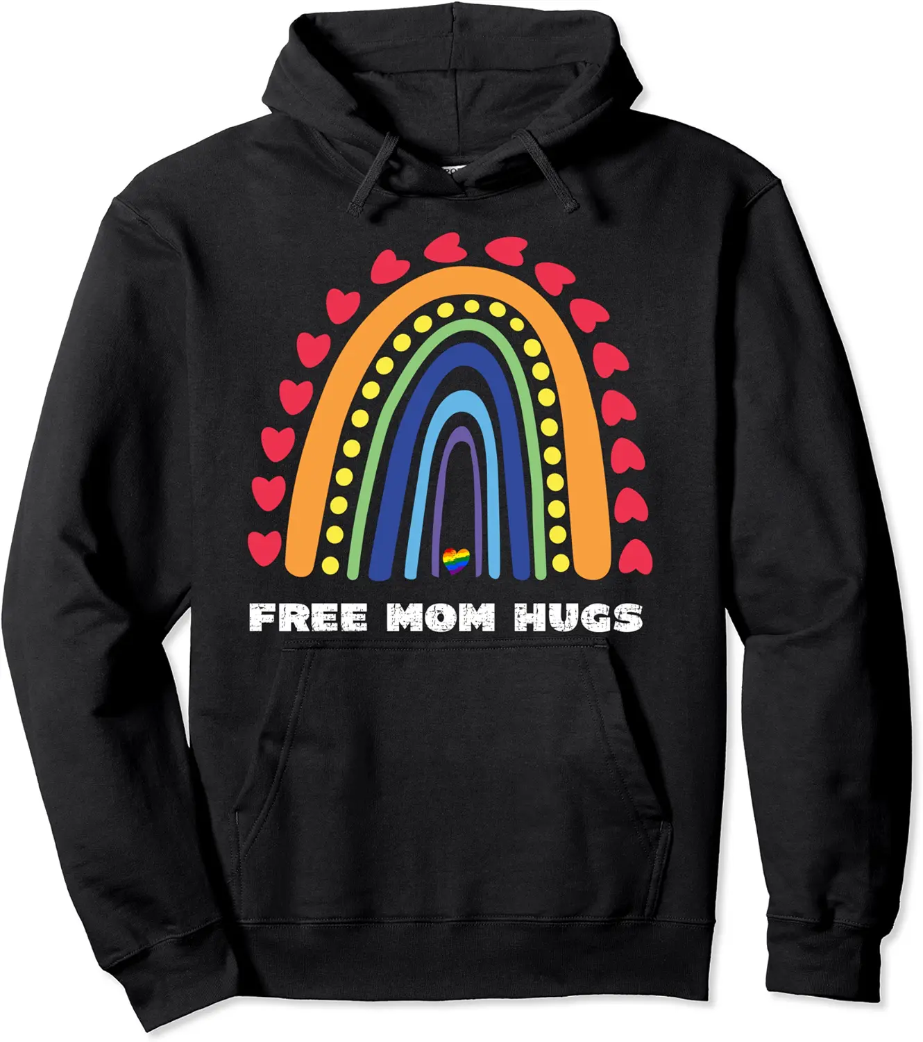 Free Mom Hugs Rainbow Heart Gay Pride LGBT Pullover Hoodie - Phoebeumba Shop 22B096J17QSR
