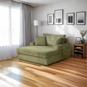 FERRYHILL Contemporary 2-Arm Chaise with 2 Side Pockets for Storage