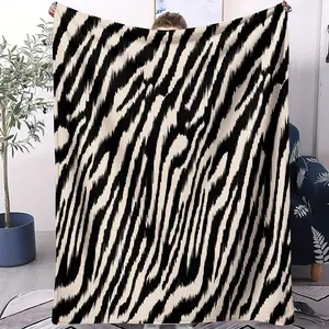 Zebra Pattern Kids Adult Gift Blanket, Soft Warm Lightweight Plush Throw, Suitable for Bed Sofa Car Room Decor, Unisex, Single-Sided Print, Striped Throw Blanket