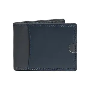 AR Allure Pilot Midnight BiFold Genuine Leather Wallet with RFID Protection - Navy Blue and Gray