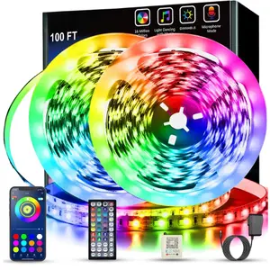 Led Lights for Bedroom 100 ft (2 Rolls of 50ft) Music Sync Color Changing RGB Led Strip Lights with Remote App Control Bluetooth Led Strip, Lights for Room Home Kitchen Party Decor