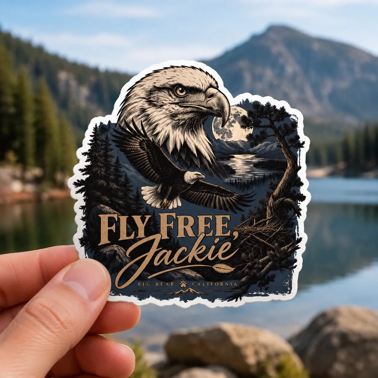 Fly Free Jackie Sticker, Big Bear Eagle Memorial Sticker, Jackie and Shadow Eagles Sticker