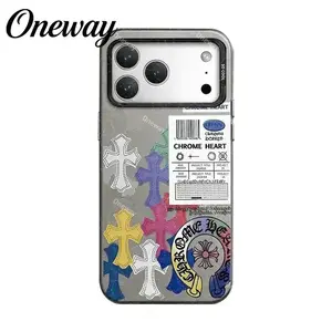 Colorful Crosses Vintage Tag Phone Case for iPhone 17 17 PRO 16 PRO 15 PRO MAX 14 PLus 13 PRO 12 11 PRO XS MAX X XR Samsung Galaxy S25 Ultra S24 S23 S22 Plus Series Anti Drop Hard Shell Shockproof Protective Cover
