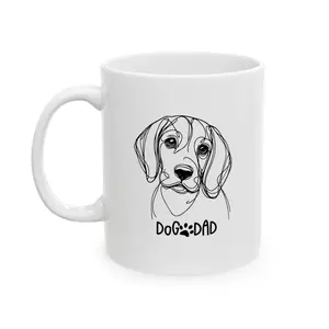 Beagle Dog Dad Ceramic Mug, Personalized Pet Owner Coffee Cup, Gift for Father's Day, Dog Lover Birthday Present, Custom Dog Dad Mug, Pet