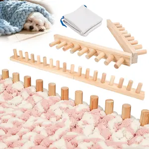 Solid  Chunky Blanket Loom for Chunky Yarn to Knit without  - Foldable Chunky Yarn Loom for Blankets & Scarves -  in 32"/48"/72" - with Storage Bag,   DIY