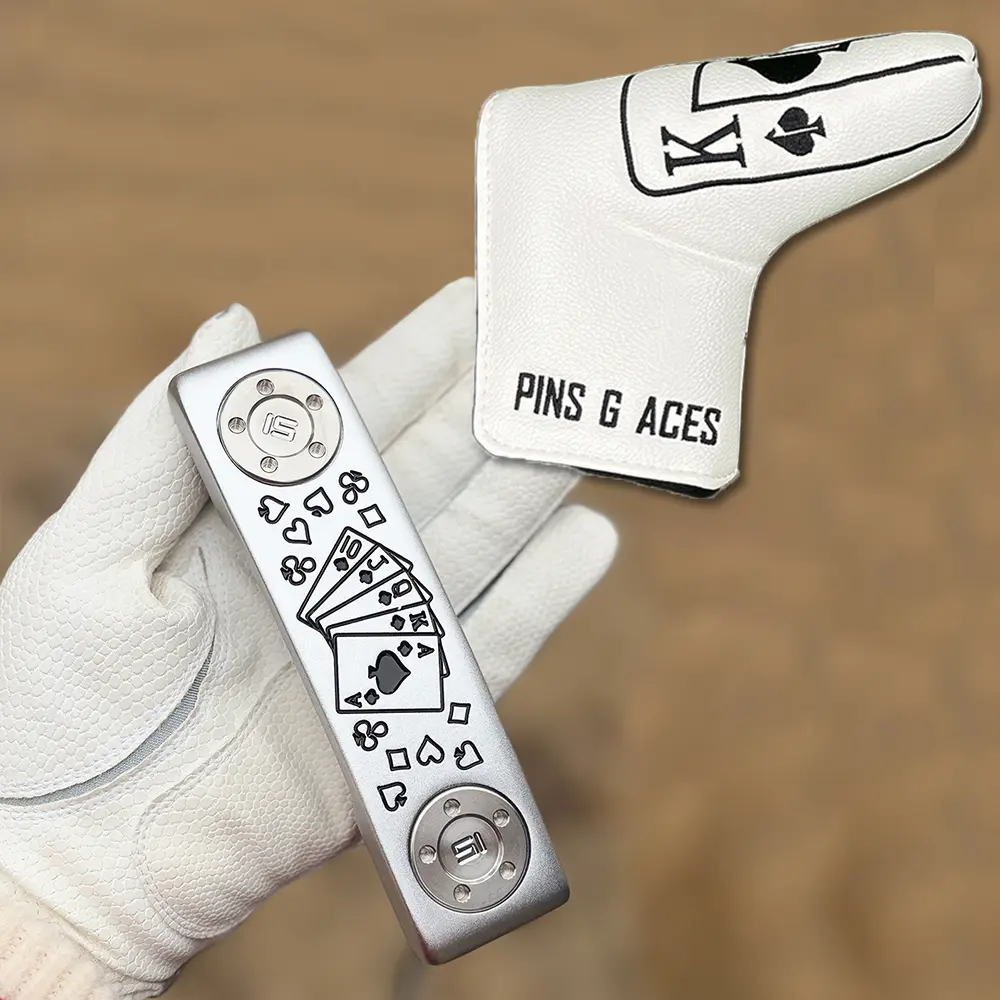 Golf Head JQK Poker Pattern Putter Head, Easy to Combine, Improve Speed and Accuracy, Aiming Line Included, Must-Have for Newbies, Two Colors Available, Golf Accessories, Golf Clubs