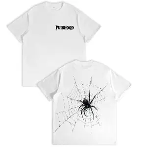 Men's Spider Web Graphic Printed T-Shirt Crewneck Oversized Short Sleeve Tee Street Casual Top