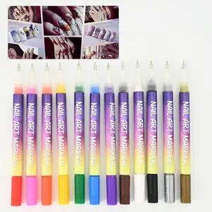 Nail Art Pens Set 12 Vivid Water-Based Graffiti Dotting Markers 0.5 mm Tip for Detailed Patterns Easy Home Salon Manicure Tools