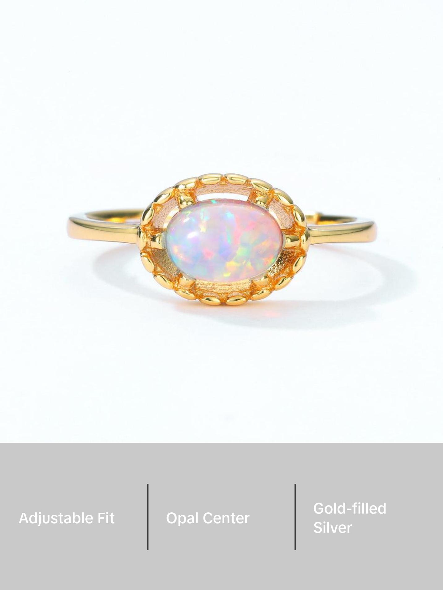 Opal Oval Cut Adjustable Ring