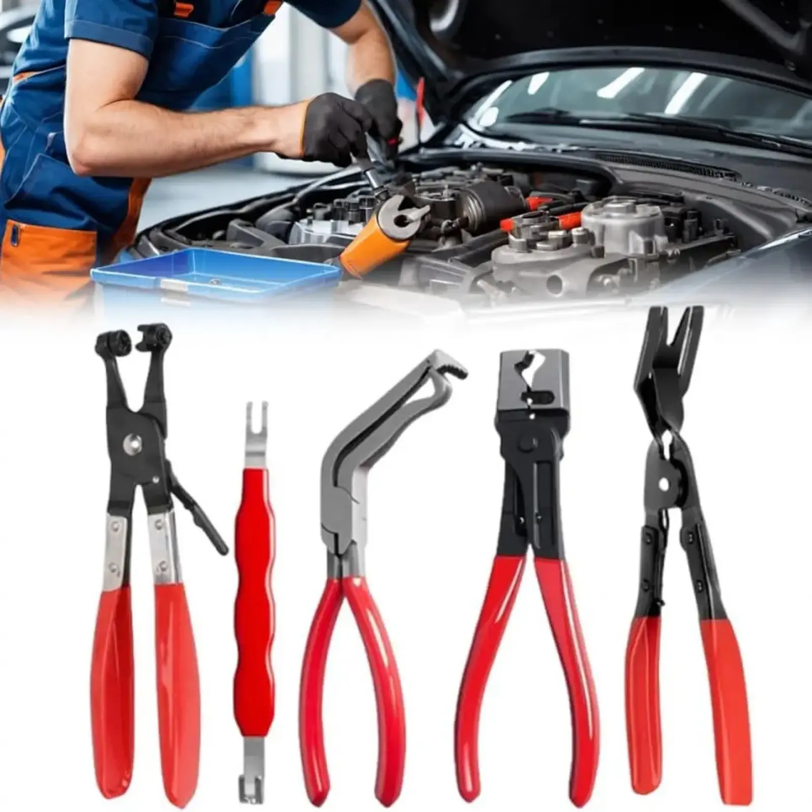 Automotive Electrical Disconnect Pliers Kit,Auto Repair Plier,High-Carbon Steel Connector Separator  60° Pliers,Hose Clamp Plier,Car Trim Clip Removal Pliers,Plug Release Tool and Wire Terminal Removal in Storage Bag.,father'sdaygifts