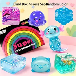 7-Piece Malt Sugar Stress Relief Fidget Toys, Creative Slow-Return Squeeze Toys, 7 Styles, Party Gifts, Relaxing and Fun Accessories