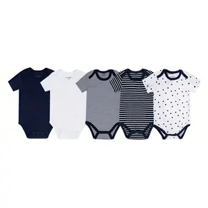 JY.COZY FOR BABY Baby dBoy Clothes Onesie 5 Pieces Set 100% Organic Cotton 5 Bodysuits or 5 Pants Infant Pajamas Homewear Newborn Outfits Hypoallergenic Breathable Stretchy OEKO-TEX Certified for All Seasons Playdate Christening Photo Shoot