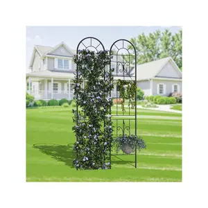2 Pack Panels No Dig Dog Fence Outdoor - 55 Inch Tall Rustproof Animal Barrier With Gate, Decorative Garden Fence Panels For Yard Border, Patio(55 X 11.8inch)