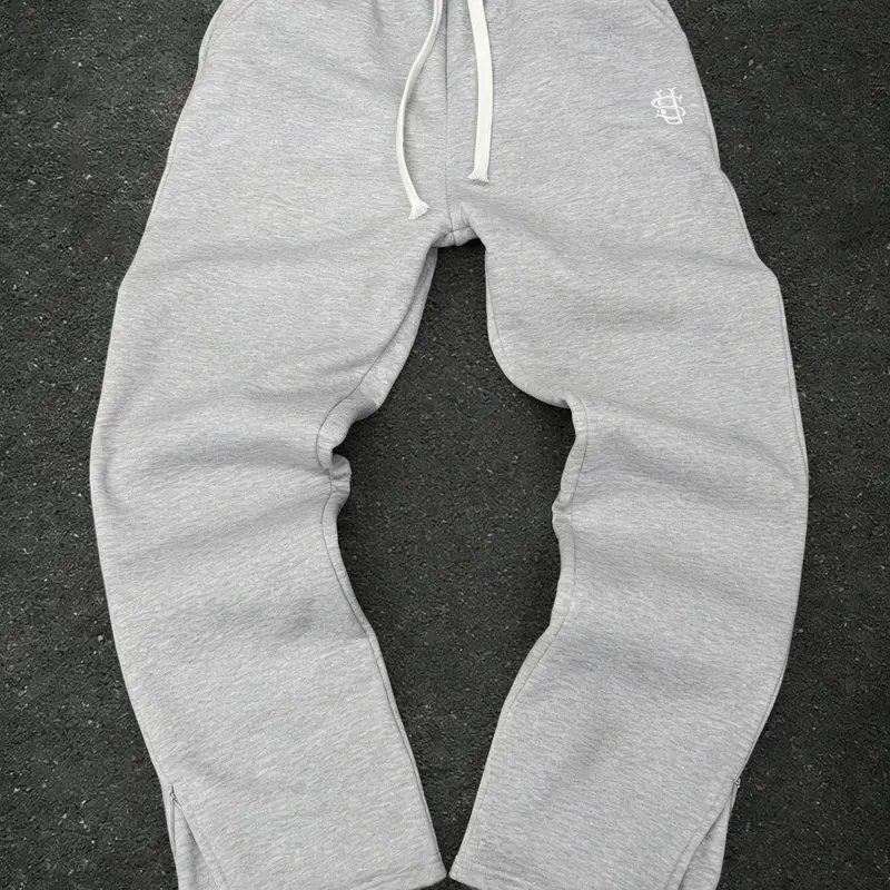 Men's Cleanfit Essential Heavyweight Fleece Joggers, Drawstring Waist, Side Slit Cuffs, Minimal Embroidered Logo, Casual Spring Fall Wear