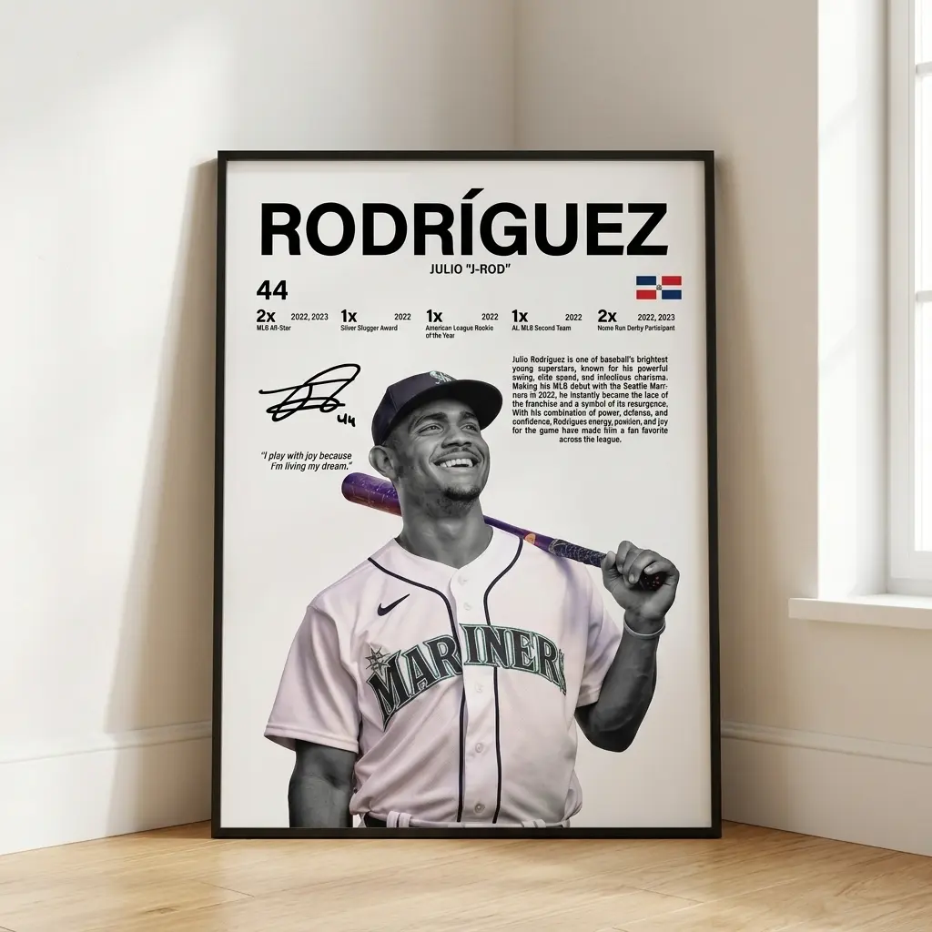Baseball Player Biography Poster Sports Wall Art Print Athlete Decor Game Room No Frame