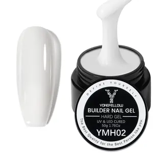 YOKEFELLOW Builder Nail Gel YMH02 Milky White 50g 1.76oz HEMA-free TPO-free Self-Leveling Hard Gel Nail Extension Gel UV LED Lamp Cured for or Beginners & DIY Home Salon Manicure